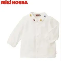 ミキハウスプッチー☆襟元プッチー＆くるま長袖ブラウス (80)