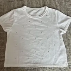 ラインストーン装飾 半袖Tシャツ ホワイトのサムネイル
