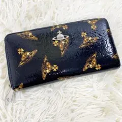 美品　ヴィヴィアンウエストウッド　長財布　総柄　オーブ　エナメル　ブラック