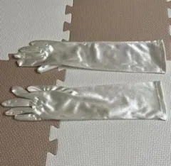 アイボリー サテン ロングウェディンググローブ　ティアラセット