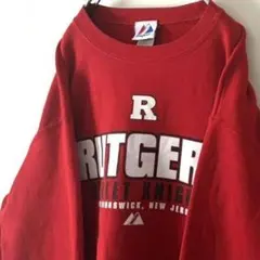 マジェスティック RUTGERS スウェット トレーナー レッド 赤 古着のサムネイル