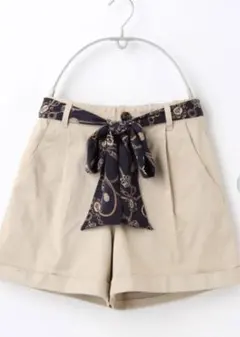 新品Honeysハニーズ　バンダナリボンベルト付きショートパンツ　Ｍベージュ