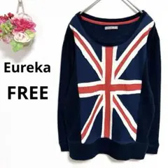 a5198 Eureka ニット　セーター コットン　イギリス国旗柄　古着　F