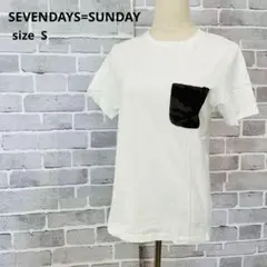セブンデイズサンデイS半袖Tシャツ白ポケット迷彩メンズ夏カット⁠ C452のサムネイル