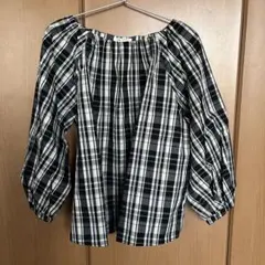 デッサン　チェック柄　長袖ブラウス※最終価格ですのサムネイル