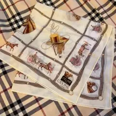 【新品未使用】CELINEセリーン絹100%ハンカチ スカーフ