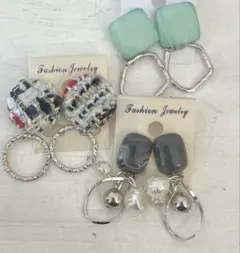 3点セット　ハンドメイド　樹脂　金属　ピアス　イヤリング　まとめ売り