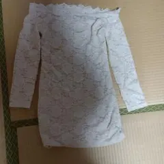 レースオフショルダードレス XL ホワイト