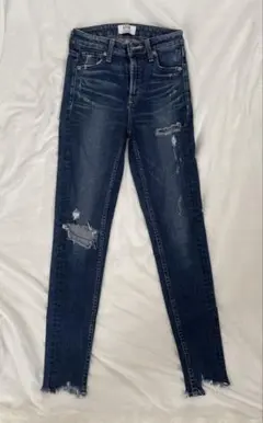 GYDA ダメージ加工ダークブルースキニージーンズ