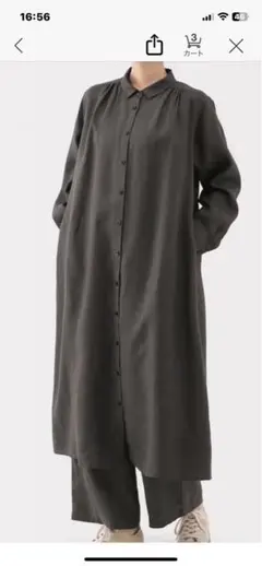 無印良品　リネン　洗いざらし長袖シャツワンピース