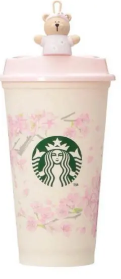 スタバ SAKURA2025リユーザブルカップ473ml+ベアリスタキャップ