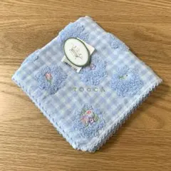 TOCCA トッカ　花柄刺繍 タオルハンカチ　水色
