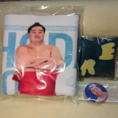 大相撲　ガチャ 正代　3点セット　座布団キーホルダー　ハンカチ 非売品缶バッジ