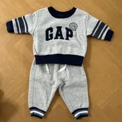 GAP グレー ロゴ入り セットアップ 3-6ヶ月