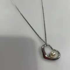 シルバー925 ハート型真珠ネックレス