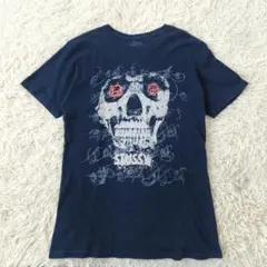 90s USA製 OLD STUSSY スカル Tシャツ Y2K ネイビー Lのサムネイル