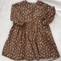 petit main 花柄ワンピース 110cm 茶色　小花柄