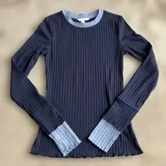 H&M バイカラー　リブニットXS