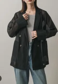 シアーテーラードジャケット　ブラック