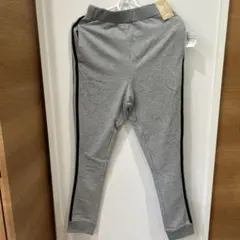 グレー ストレッチロングパンツ サイドライン