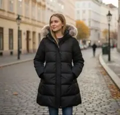 クリーニング済　トリーバーチTORY BURCH ダウンコート　ダークネイビー