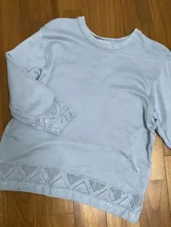 レリアン　春物　コットンセーター　ライトブルー ニットセーター