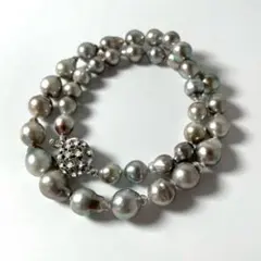 あこや 真珠 パール ネックレス 本真珠 Silver 金具 ピーコックグリーン