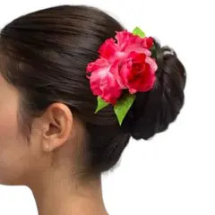 ✳︎ハンドメイド✳︎ヘアアクセサリー 髪飾り ウエディング 濃ピンクローズ I