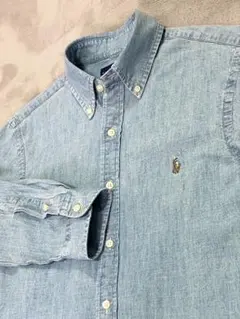 【美品】ラルフローレン シャンブレーシャツ ボタンダウン SLIM FIT SP