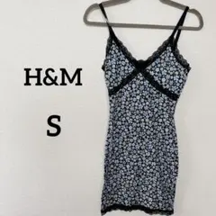 H&M 【S】 キャミワンピ ワンピース 花柄 ミニ キャミソール レース