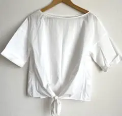 お値下げ　Spick&Span ホワイト コットン　半袖シャツ リボン　美品