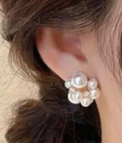 連結パールピアス 花パールピアス 華やか 豪華はピアス ウエディングピアス