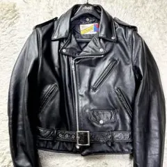 極美品/38インチ✨ショット ダブルライダース レザージャケット 618 黒