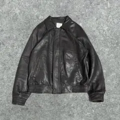 90s Leather Jacket ブラックレザージャケット A-2 着画あり