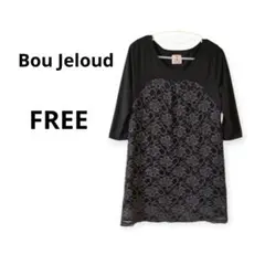 ♥美品♥Bou Jeloud　花柄レースチュニック　黒　七分袖　FREE
