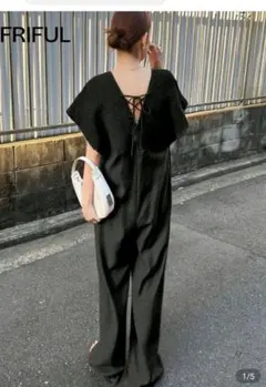 FRIFUL ブラックオールインワン バックレースアップ