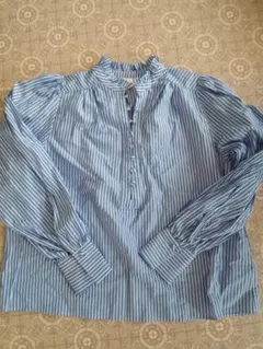 エイチアンドエム！青と白のストライプ長袖シャツ 165