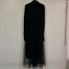 SNIDEL キャミレイヤードニットワンピース　チュール　黒　ブラック