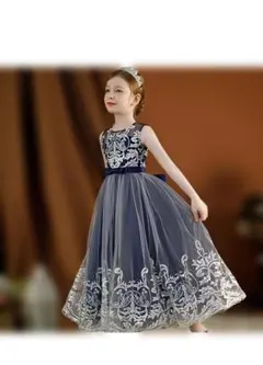 【新品・タグ付き】ドレス・ダークブルー・150cm