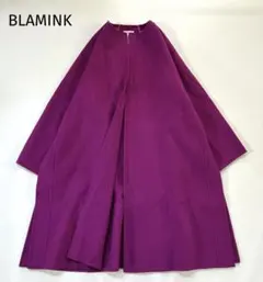 極美品＊高級 ブラミンク ウールリバーコート ロング ノーカラー M 近年