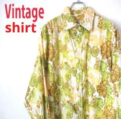 花柄 Vintage ビンテージ 長袖 コットンシャツ 柄シャツ