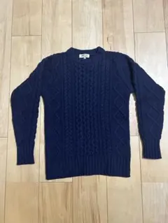 BEAMS HEART ネイビー ケーブルニットセーター　S