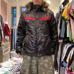 ネオお兄系 ギャル男 y2k アーカイブ グランジ 光沢 ファーダウンジャケット