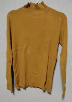 ★リブニット セーター レディース 秋冬 イエロー カラシ色 薄手ニット