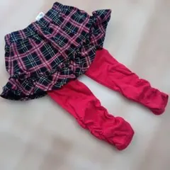フリル付きチェック柄スカートとレギンスセット 90cm