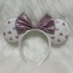 ミニー　スパンコール　白　カチューシャ