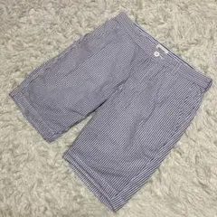 美品　beams ビームス　ショートパンツ　ストライプ　白グレー　Sサイズのサムネイル