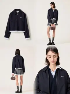 miu miu ブルゾンジャケット Miu Miu Technical Gazar and Fleece Bomber Jacket | Saks Fifth Avenue