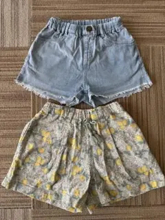 branshes ショートパンツ　２点セット130cm デニム 花柄