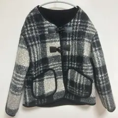 ダッフルボタンチェックボアジャケット